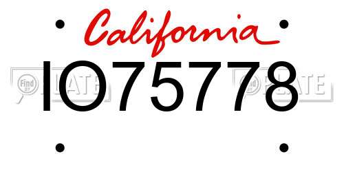 IO75778 California License Plate