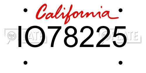 IO78225 California License Plate