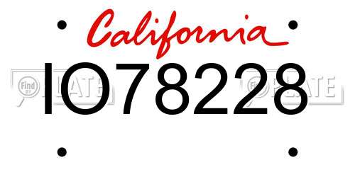 IO78228 California License Plate