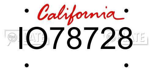 IO78728 California License Plate