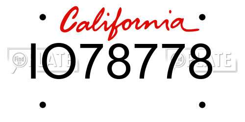 IO78778 California License Plate