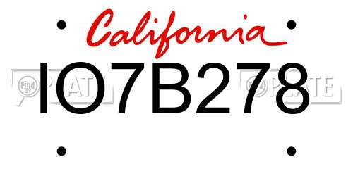 IO7B278 California License Plate