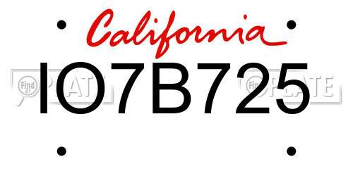 IO7B725 California License Plate
