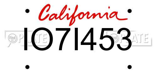 IO7I453 California License Plate