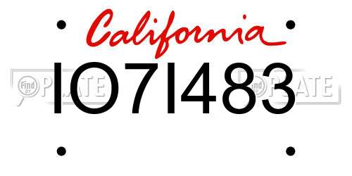 IO7I483 California License Plate