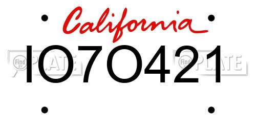 IO7O421 California License Plate