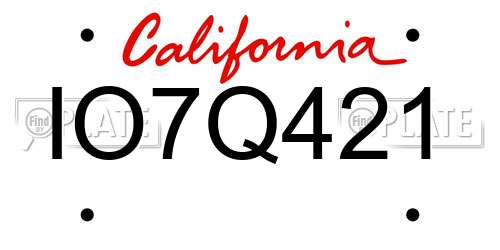 IO7Q421 California License Plate