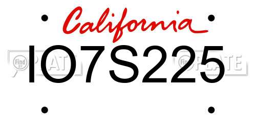 IO7S225 California License Plate