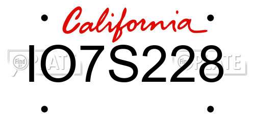 IO7S228 California License Plate