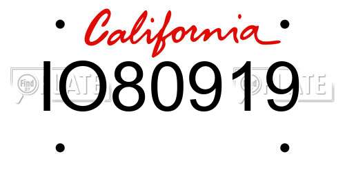 IO80919 California License Plate