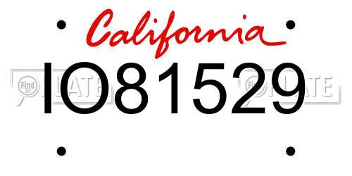 IO81529 California License Plate