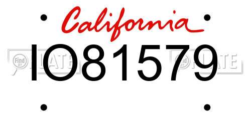 IO81579 California License Plate