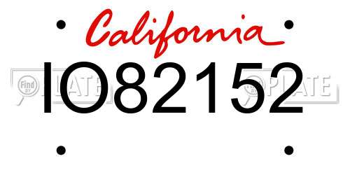 IO82152 California License Plate