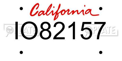 IO82157 California License Plate