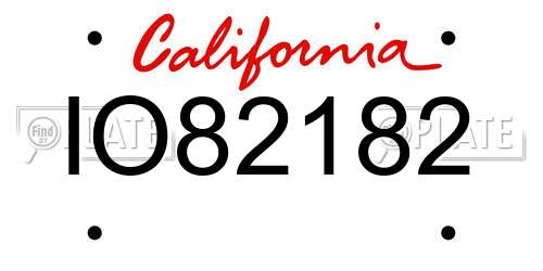 IO82182 California License Plate