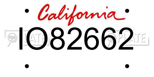 IO82662 California License Plate