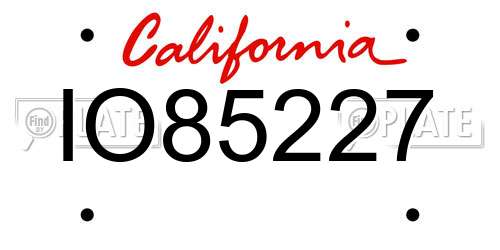 IO85227 California License Plate