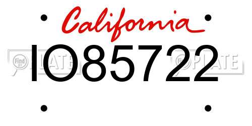 IO85722 California License Plate