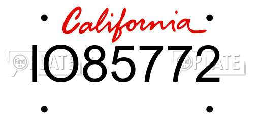 IO85772 California License Plate