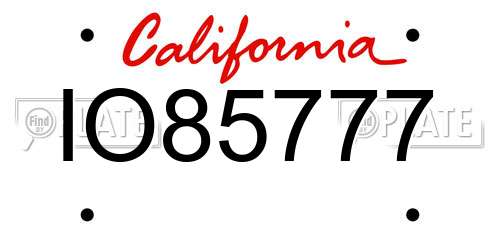 IO85777 California License Plate