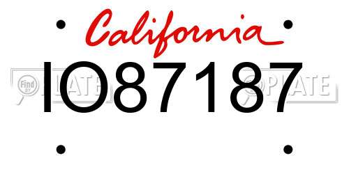 IO87187 California License Plate