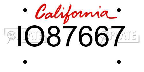 IO87667 California License Plate