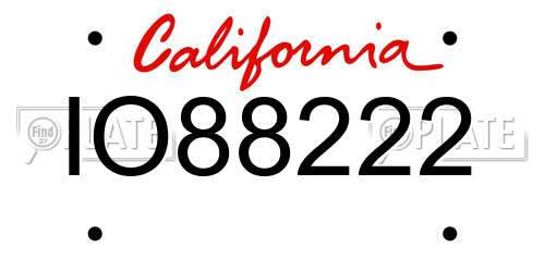 IO88222 California License Plate