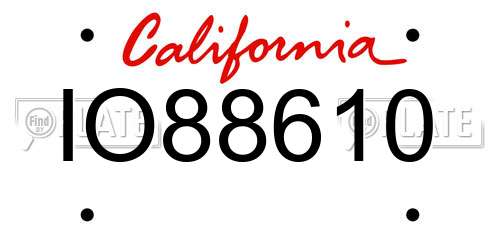 IO88610 California License Plate