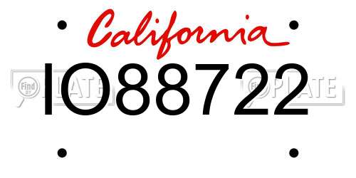IO88722 California License Plate