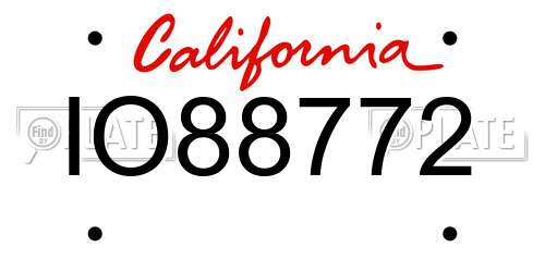 IO88772 California License Plate