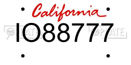 IO88777 California License Plate