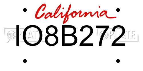 IO8B272 California License Plate