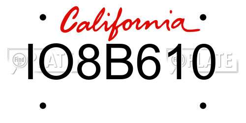 IO8B610 California License Plate