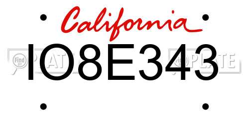 IO8E343 California License Plate