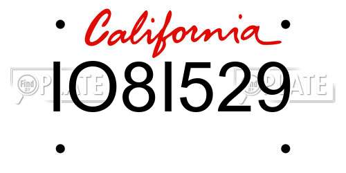 IO8I529 California License Plate