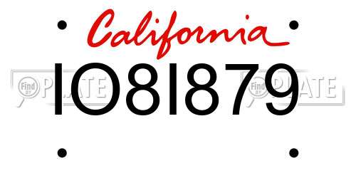 IO8I879 California License Plate