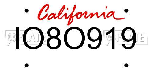 IO8O919 California License Plate