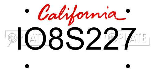 IO8S227 California License Plate