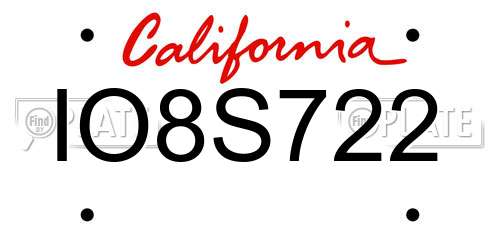 IO8S722 California License Plate