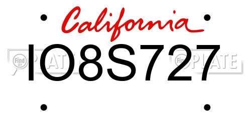 IO8S727 California License Plate