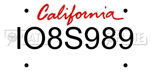 IO8S989 California License Plate