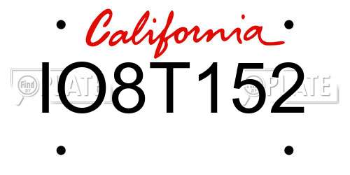 IO8T152 California License Plate