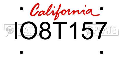 IO8T157 California License Plate