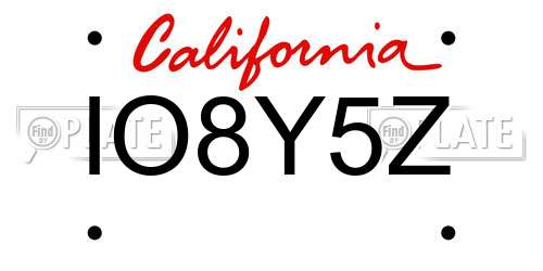 IO8Y5Z California License Plate
