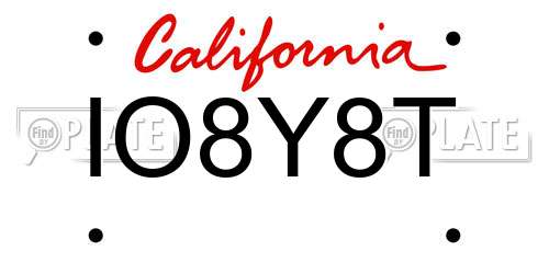 IO8Y8T California License Plate