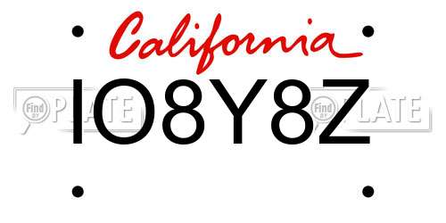 IO8Y8Z California License Plate