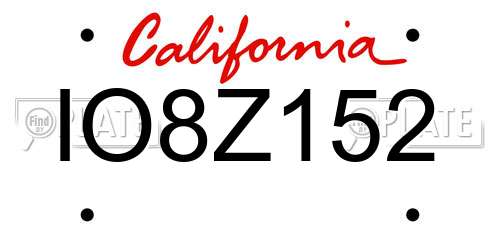 IO8Z152 California License Plate