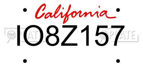 IO8Z157 California License Plate
