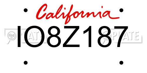 IO8Z187 California License Plate