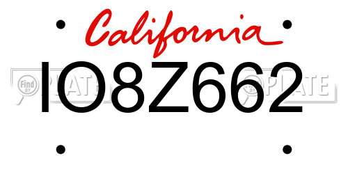 IO8Z662 California License Plate